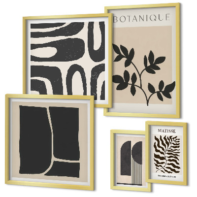Set of 5 wall art pieces Stylish nature abstract graphics