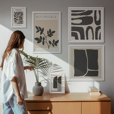 Set of 5 wall art pieces Stylish nature abstract graphics
