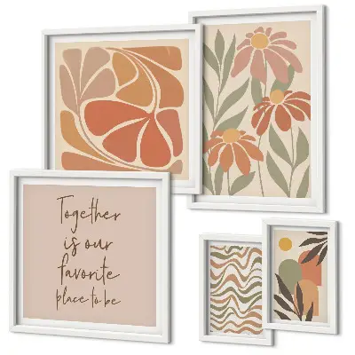 Framed photo set featuring stylish nature flower decorations