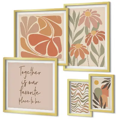 Framed photo set featuring stylish nature flower decorations