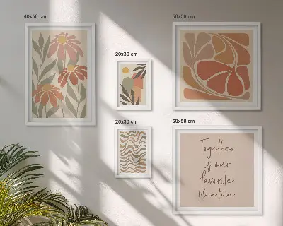 Framed photo set featuring stylish nature flower decorations