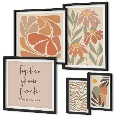 Framed photo set featuring stylish nature flower decorations