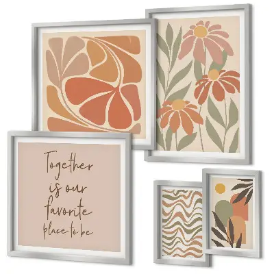 Framed photo set featuring stylish nature flower decorations