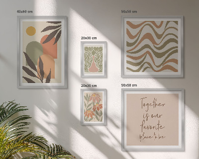 Set of 5 wall art pieces Stylish pastel plant decorations