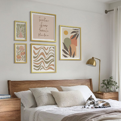 Set of 5 wall art pieces Stylish pastel plant decorations