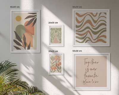 Set of 5 wall art pieces Stylish pastel plant decorations