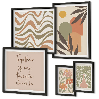 Set of 5 wall art pieces Stylish pastel plant decorations