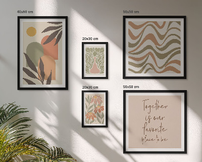 Set of 5 wall art pieces Stylish pastel plant decorations