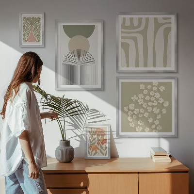 Gallery wall Stylish pastel plant graphics