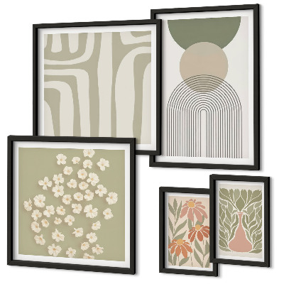 Gallery wall Stylish pastel plant graphics