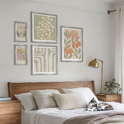 Set of 5 wall art pieces Floral patterns London Paris boho