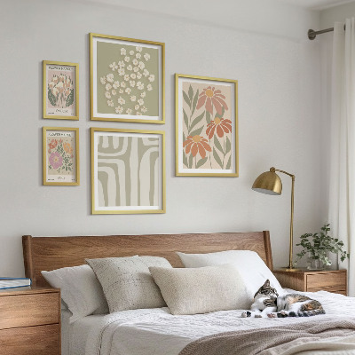 Set of 5 wall art pieces Floral patterns London Paris boho
