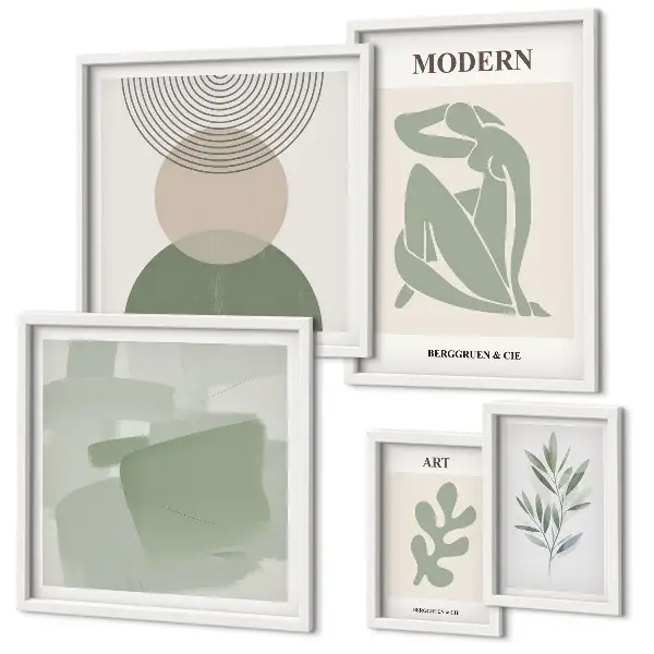 Set of 5 wall art pieces modern abstract style