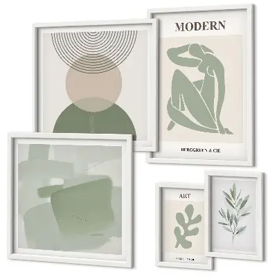Set of 5 wall art pieces modern abstract style