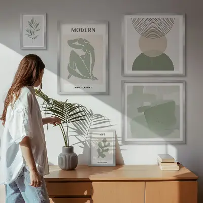 Set of 5 wall art pieces modern abstract style