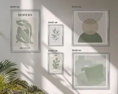 Set of 5 wall art pieces modern abstract style
