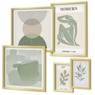 Set of 5 wall art pieces modern abstract style