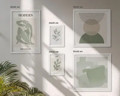 Set of 5 wall art pieces modern abstract style