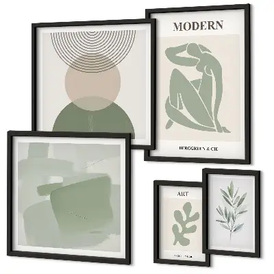 Set of 5 wall art pieces modern abstract style