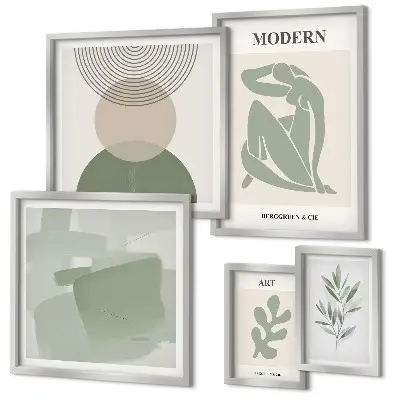 Set of 5 wall art pieces modern abstract style