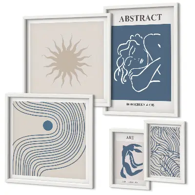 Abstract geometry framed photo set stylish wall art collection