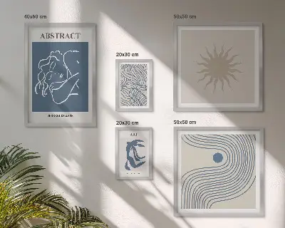 Abstract geometry framed photo set stylish wall art collection