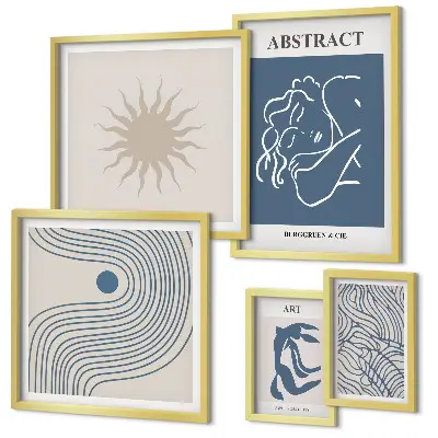 Abstract geometry framed photo set stylish wall art collection