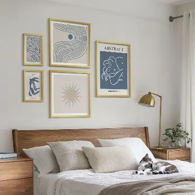Abstract geometry framed photo set stylish wall art collection