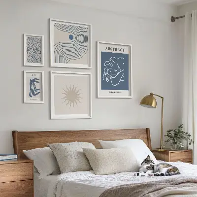 Abstract geometry framed photo set stylish wall art collection