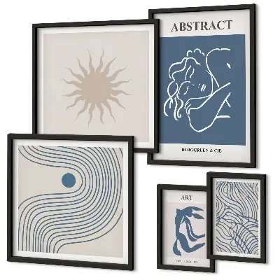 Abstract geometry framed photo set stylish wall art collection