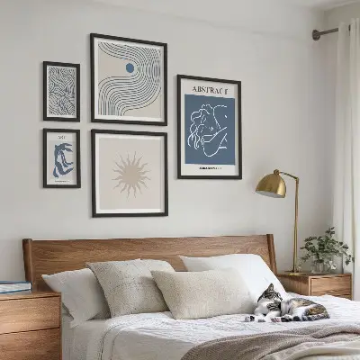 Abstract geometry framed photo set stylish wall art collection
