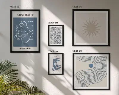 Abstract geometry framed photo set stylish wall art collection