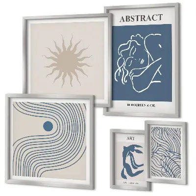 Abstract geometry framed photo set stylish wall art collection