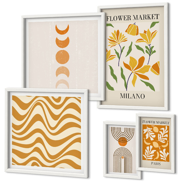 Set of 5 wall art pieces Stylish floral decorations