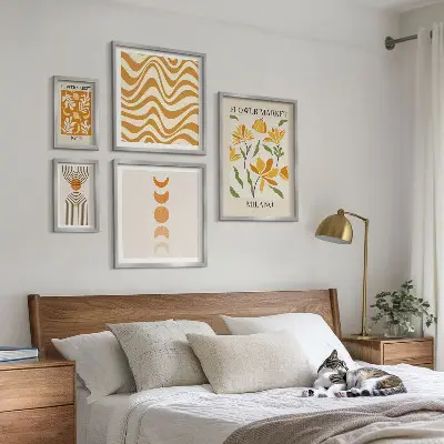 Set of 5 floral wall art pieces stylish decorative prints