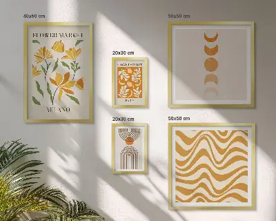 Set of 5 floral wall art pieces stylish decorative prints