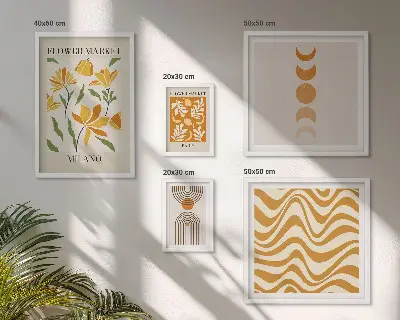 Set of 5 floral wall art pieces stylish decorative prints