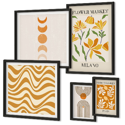 Set of 5 wall art pieces Stylish floral decorations