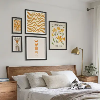 Set of 5 floral wall art pieces stylish decorative prints