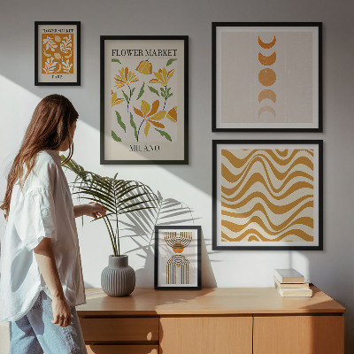 Set of 5 wall art pieces Stylish floral decorations