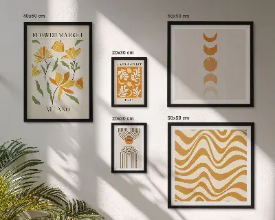 Set of 5 floral wall art pieces stylish decorative prints
