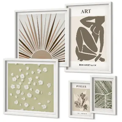 Gallery wall art set stylish abstract botanical illustrations