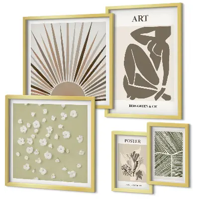 Gallery wall art set stylish abstract botanical illustrations