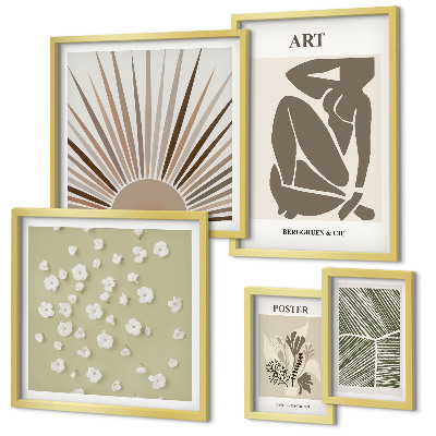 Gallery wall Stylish abstract plant graphics