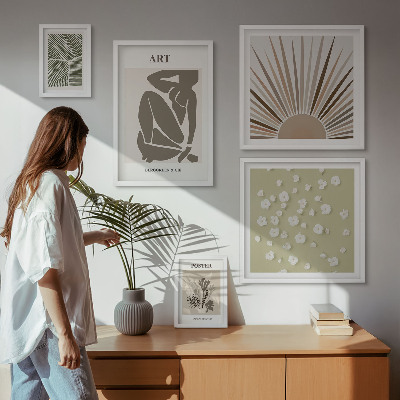 Gallery wall Stylish abstract plant graphics