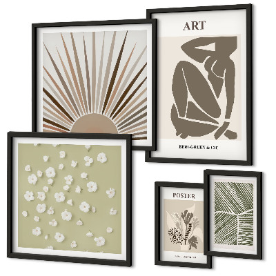Gallery wall Stylish abstract plant graphics