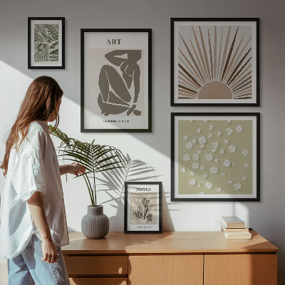 Gallery wall Stylish abstract plant graphics