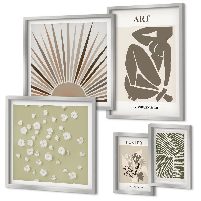 Gallery wall Stylish abstract plant graphics