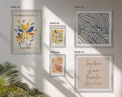 Framed photo set with floral motifs and London inscriptions