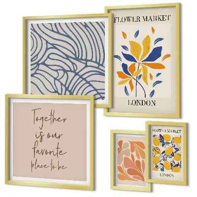 Framed photo set with floral motifs and London inscriptions